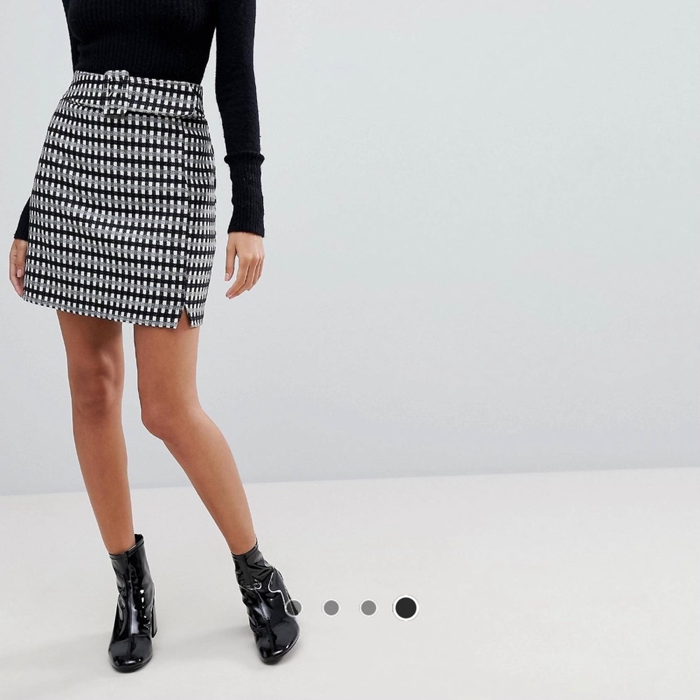 ASOS Plus Size Black & White Check Mini Skirt 12